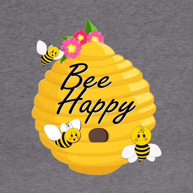 Bee happy with bees, a beehive and flowers by pickledpossums